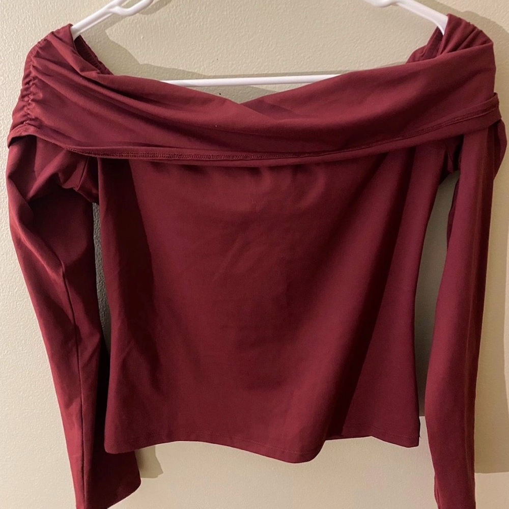 Off-Shoulder Burgundy Top